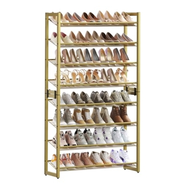 SONGMICS Shoe Rack, 8-Tier Shoe Organizer, Metal Shoe Storage for Garage, Entryway, Set of 2, 4-Tier...