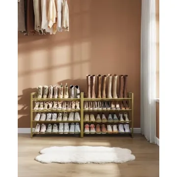 SONGMICS Metal 8-Tier Shoe Rack, Customizable Storage Solution
