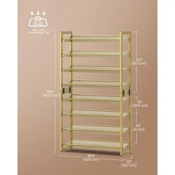 SONGMICS Metal 8-Tier Shoe Rack, Customizable Storage Solution