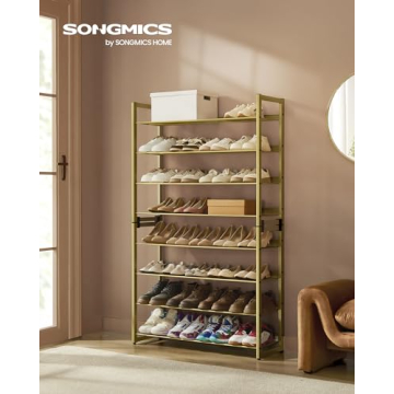 SONGMICS Metal 8-Tier Shoe Rack, Customizable Storage Solution