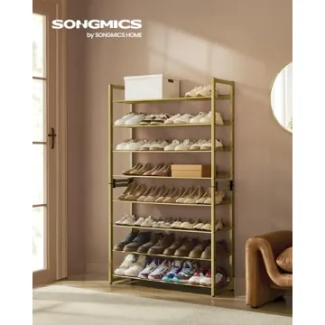 SONGMICS Metal 8-Tier Shoe Rack, Customizable Storage Solution