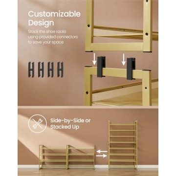 SONGMICS Metal 8-Tier Shoe Rack, Customizable Storage Solution