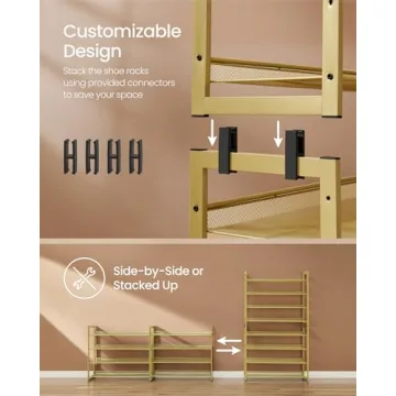 SONGMICS Metal 8-Tier Shoe Rack, Customizable Storage Solution