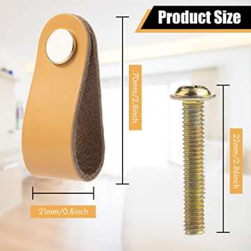 VIDELLY 6 Pieces Leather Pulls for Drawer, Handmade Leather Cabinet Handle Pulls Dresser Knobs with ...