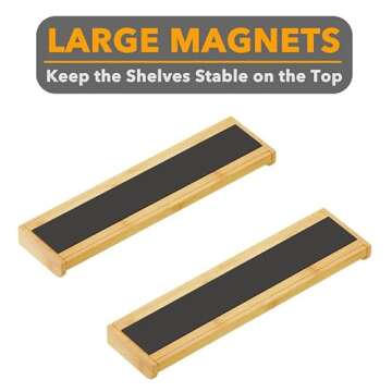 SpaceAid 30" Wide Kitchen Shelf Organizer for Stove, Magnetic Bamboo Spices Shelf for Home Stove Kitchen Storage Organization (Fit for Flat Top Only)