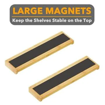 SpaceAid 30" Wide Kitchen Shelf Organizer for Stove, Magnetic Bamboo Spices Shelf for Home Stove Kitchen Storage Organization (Fit for Flat Top Only)