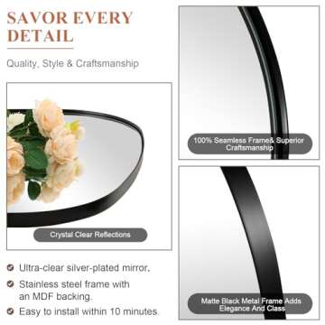 ANDY STAR Irregular Black Bathroom Mirror with Stainless Steel Frame