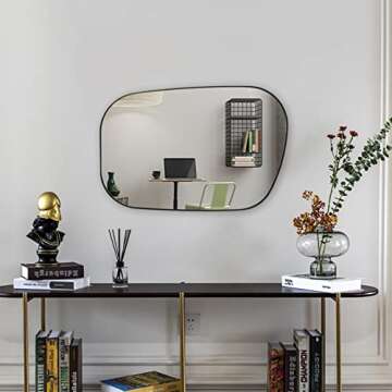 ANDY STAR Irregular Black Bathroom Mirror with Stainless Steel Frame