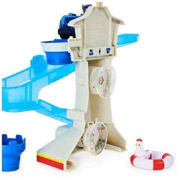 PAW Patrol, Adventure Bay Bath Playset with Light-up Chase Vehicle, Bath Toy for Kids Aged 3 and up