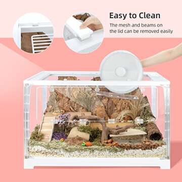 Niteangel Stacker Series Hamster Cage - Stackable & Large Glass Enclosure for Hamster Gerbils Mice Lemming Degus or Other Small-Sized Pets