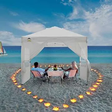 CROWN SHADES 10x10 Pop up Canopy Instant Commercial Canopy with 3 Removable Zipper End Sidewalls with Windows and one with a Center Door, Plus Wheeled Storage Bag, White