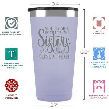 Unique Sister Gifts - 16 oz Tumblers in Lilac