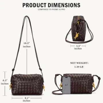 GASSDA Woven Crossbody Bags for Women,Woven Purses Small Shuoulder Bag for Women Woven Leather Handbags Purses for Women (Coffee)