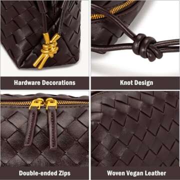 GASSDA Woven Crossbody Bags for Women,Woven Purses Small Shuoulder Bag for Women Woven Leather Handbags Purses for Women (Coffee)