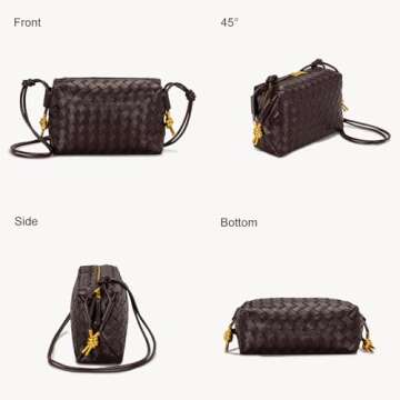 GASSDA Woven Crossbody Bags for Women,Woven Purses Small Shuoulder Bag for Women Woven Leather Handbags Purses for Women (Coffee)