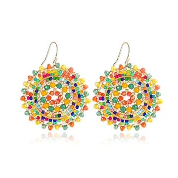 Multicolored Colorful Summer Beaded Earrings For Women Crystals Glass Bead Dangle Drop Bohemia Beach...