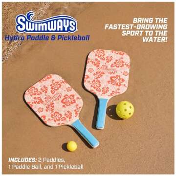 Swimways Hydro Paddle & Pickleball Set, Pickleball Paddles and Balls for Pool, Lake and Beach Games,...