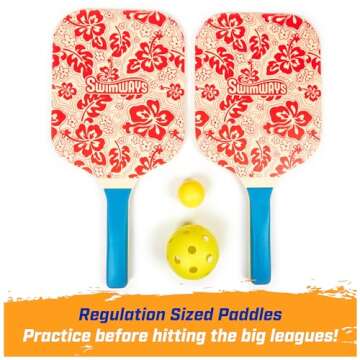 Swimways Hydro Paddle & Pickleball Set, Pickleball Paddles and Balls for Pool, Lake and Beach Games, Outdoor Toys for Kids and Adults Aged 5 & Up