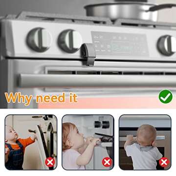 EUDEMON 1 Pack Updated Oven Front Lock,Childproof Oven Door Lock, Easy to Install & Use Durable and Heat-Resistant Material no Tools Need or Drill(Black)