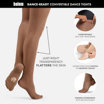 Balera Womens Tights Nylons Dance Convertible Adult Hosiery For Class And Performance Comfortable Durable Construction