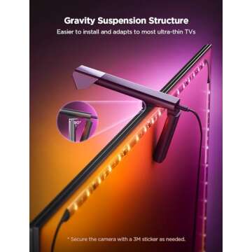 Govee TV Backlight 3 Lite with Fish-Eye Correction Function Sync to 75-85 Inch TVs, 16.4ft RGBICW Wi-Fi LED Strip Lights with Camera, 4 Colors in 1 Lamp Bead, Voice and APP Control, Adapter