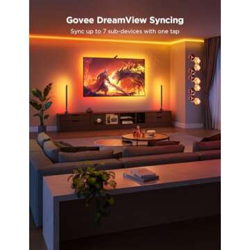 Govee TV Backlight 3 Lite with Fish-Eye Correction Function Sync to 75-85 Inch TVs, 16.4ft RGBICW Wi-Fi LED Strip Lights with Camera, 4 Colors in 1 Lamp Bead, Voice and APP Control, Adapter