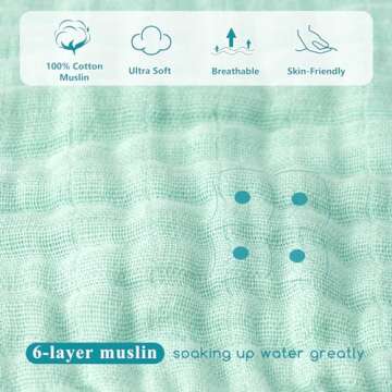 PHF 2 Pack Baby Hooded Towels, 100% Muslin Cotton Baby Bath Towel with Hood for Newborn, Infant, Tod...