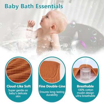 PHF 2 Pack Baby Hooded Towels, 100% Muslin Cotton Baby Bath Towel with Hood for Newborn, Infant, Toddler, Ultra Soft and Absorbent Baby Essentials Bath Towels for Boys Girls, 32x32Inch, Green & Brown