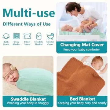 PHF 2 Pack Baby Hooded Towels, 100% Muslin Cotton Baby Bath Towel with Hood for Newborn, Infant, Toddler, Ultra Soft and Absorbent Baby Essentials Bath Towels for Boys Girls, 32x32Inch, Green & Brown