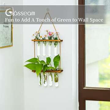 Glasseam Hanging Plant Propagation Station with Wooden Stand and Tubes