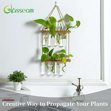 Hanging Propagation Station with Wooden Frame & Glass Vases