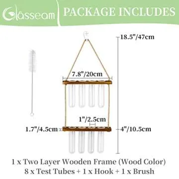 Hanging Propagation Station with Wooden Frame & Glass Vases