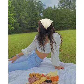 Tobeffect 8 Pack Hair Scarves Headband Elastic Boho Bandanas Scarf, Chiffon Head Kerchief with Hair Pins for Women Girls Farmhouse Hair Accessories, Solid Color