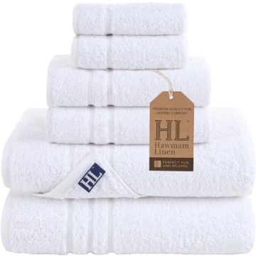 Hawmam Linen White 6-Piece Turkish Cotton Towel Set