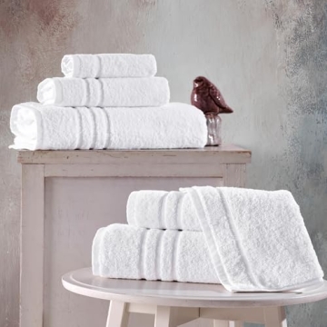 Hawmam Linen White 6-Piece Turkish Cotton Towel Set