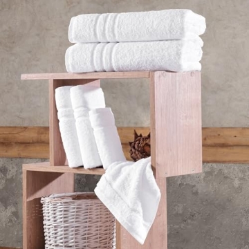 Hawmam Linen White 6-Piece Turkish Cotton Towel Set