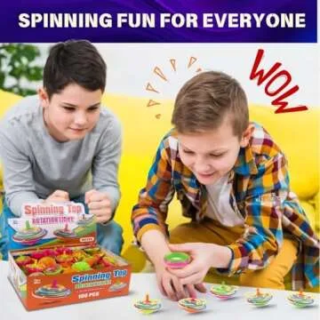 100 Pieces LED Light Up Flashing Mini Spinning Tops with Gyroscope - Kids Novelty Bulk Spin Toys Party Favors Bundle Pack Multicolored
