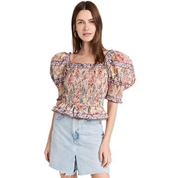 Sea Women's Tess Puff Sleeve Smocked Top | Floral Elegance
