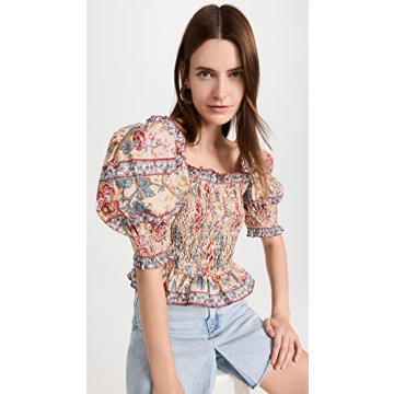 Sea Women's Tess Puff Sleeve Smocked Top | Floral Elegance