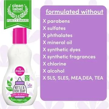 Dapple Baby Bottle Soap, Hypoallergenic Dish Soap for Baby Bottles, Powered by Plants, Travel Size, Lavender, 3 Fl Oz (Pack of 1)