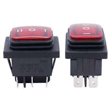 Twidec 2Pcs Waterproof 12V DC Rocker Switch Red LED Light Illuminated 16A 6 Pins 3 Position ON/Off/O...