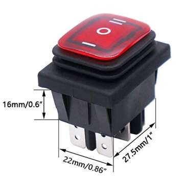 Twidec Waterproof 12V Rocker Switch with Red LED Light