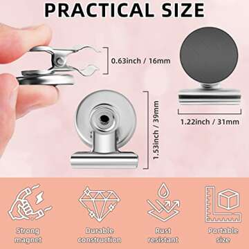 GRTARD 6 Pack Magnetic Clips Strong Refrigerator Magnet Clips with Anti-Scratch Sticky Pads, Clips M...