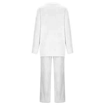 Womens Fuzzy Fleece Pajamas Sets 2 Piece Oversized Sweater Top and Pants Set Cozy Soft Warm Plush Loungewear Outfit White