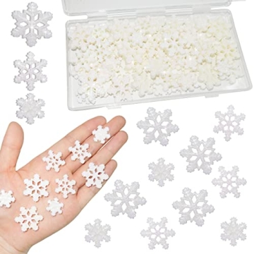 HADDIY Small Snowflakes for Craft, 60 Pcs White Glitter Plastic Mini Snowflake for Christmas Embelli...