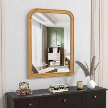 WallBeyond Wood Mirror for Wall Decor 18x24 Inch Small Bathroom Vanity Rectangle Mirror for Hallway Bedroom Living Room(Horizontal/Vertical Natural)