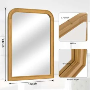 WallBeyond Wood Mirror for Wall Decor 18x24 Inch Small Bathroom Vanity Rectangle Mirror for Hallway Bedroom Living Room(Horizontal/Vertical Natural)