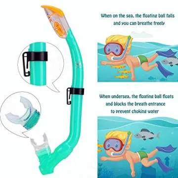 Kids Snorkel Set with Fins, Snorkel Fins Mask Set for Kids Child Snorkeling Gear with Flippers Anti Leak, Youth Snorkel Fins Set Diving Mask, Junior Kids Snorkel Set Tempered Glass