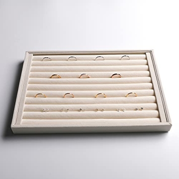 Frebeauty Stackable Velvet Jewelry Organizer Trays Set