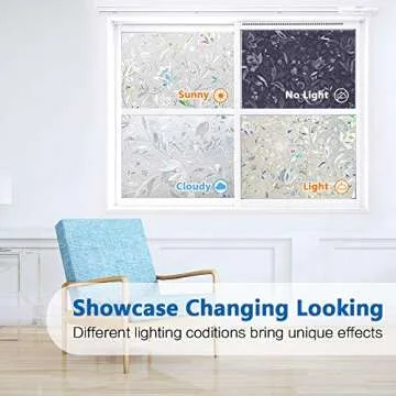 Window Privacy Film, Frosted Removable Glass Covering for Bathroom, Opaque Static Cling Heat Control Door Sticker for Home Office Living Room, Non-Adhesive Matte White (17.5" x 78.7")